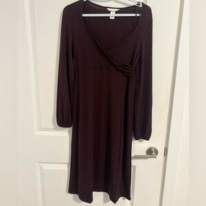 Maternity Dress Long Sleeve Burgundy Dress S